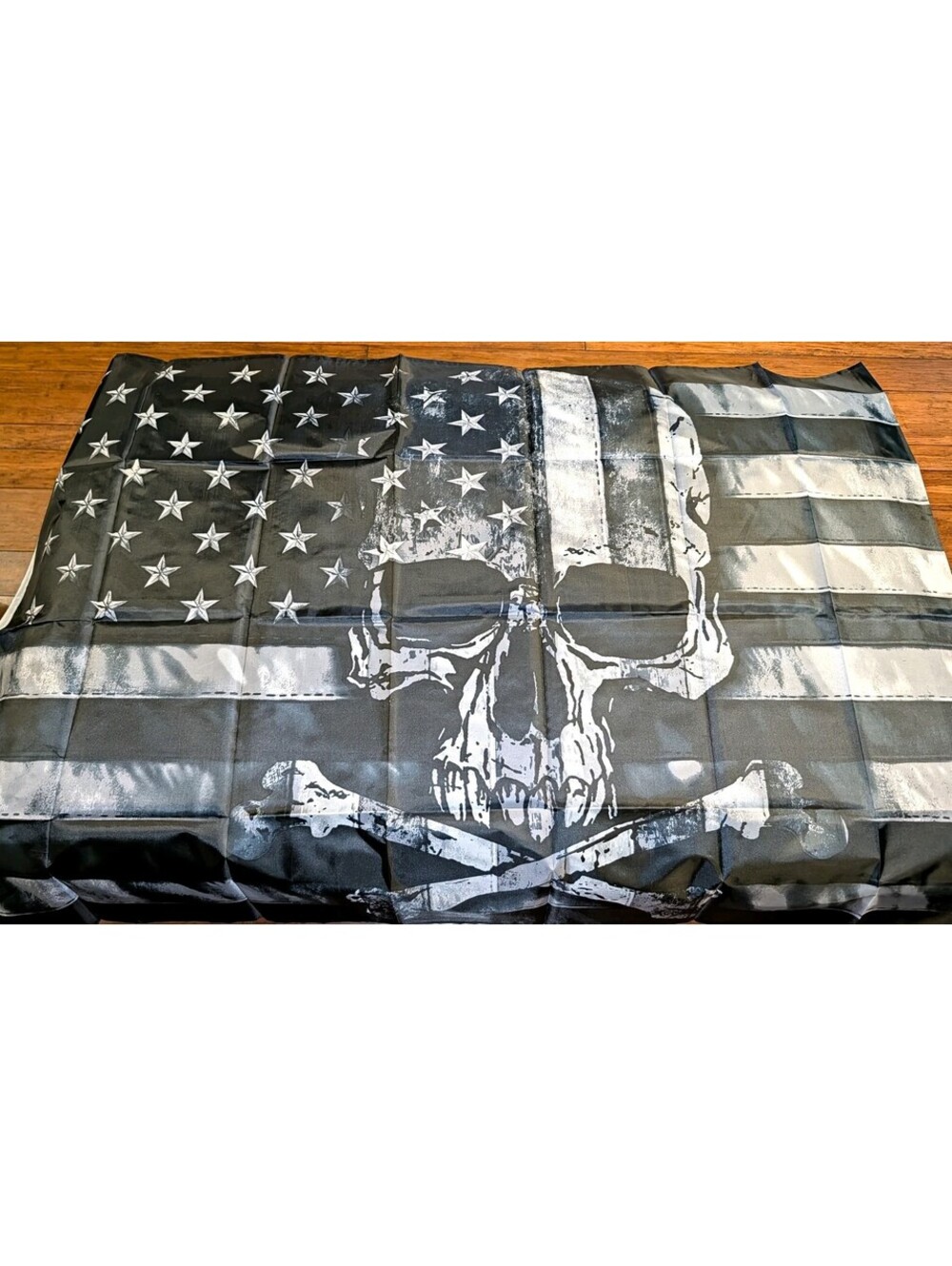 American Flag Skull Garden Flag Polyester Black/Gray/White USA